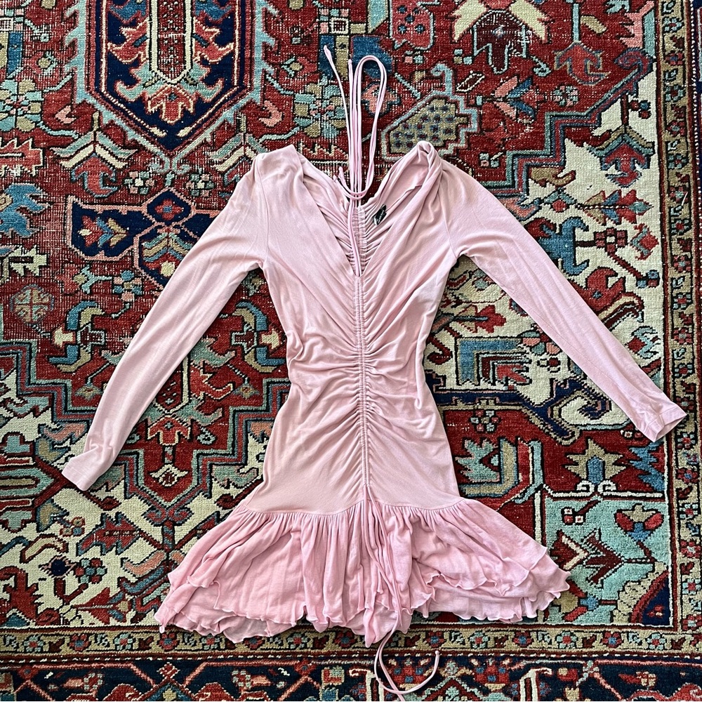 Plein Sud Jeans Ruched Mini Dress in Pink